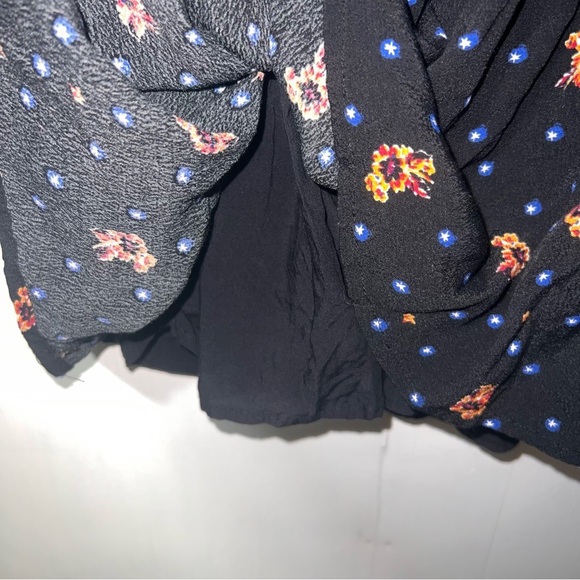 Free People Two Faces Dark Ditzy Floral Puff Sleeve Boho Mini Dress Size S - Picture 11 of 16